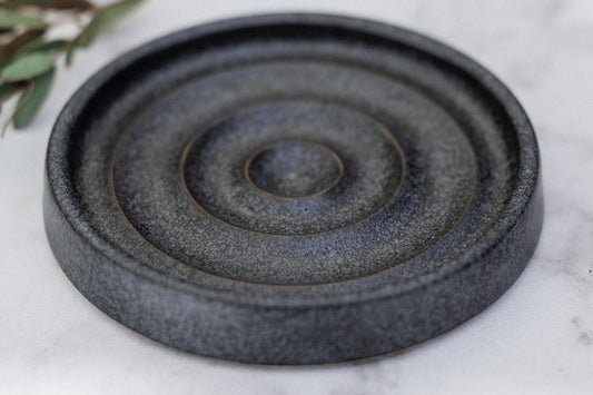Round Stoneware Soap Dish - Midnight Granite