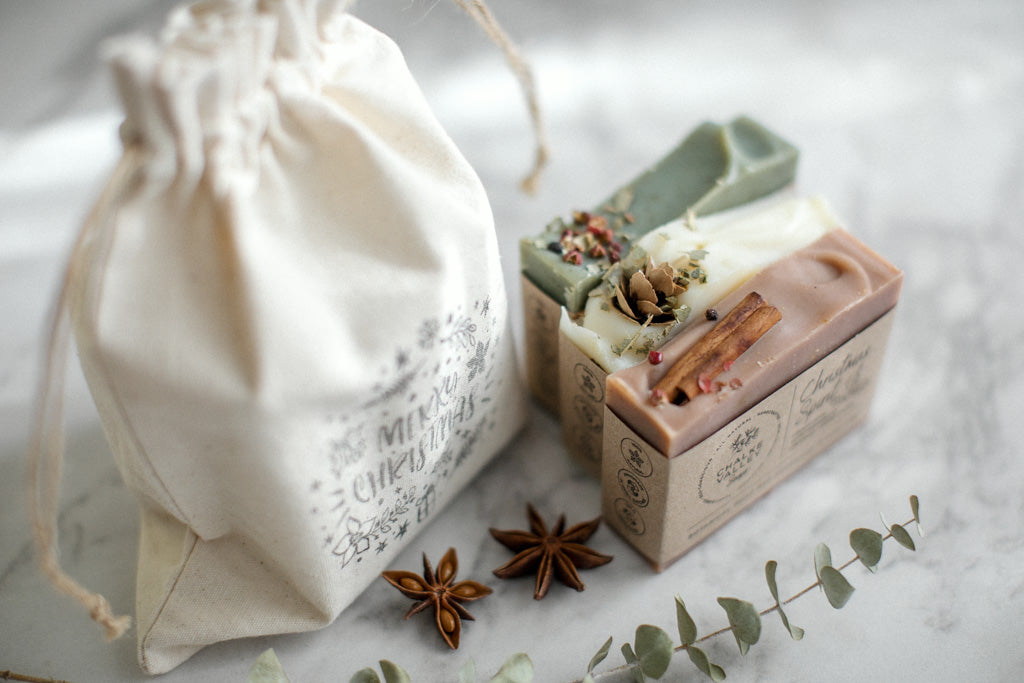 Christmas Soap Trio + Cotton Bag