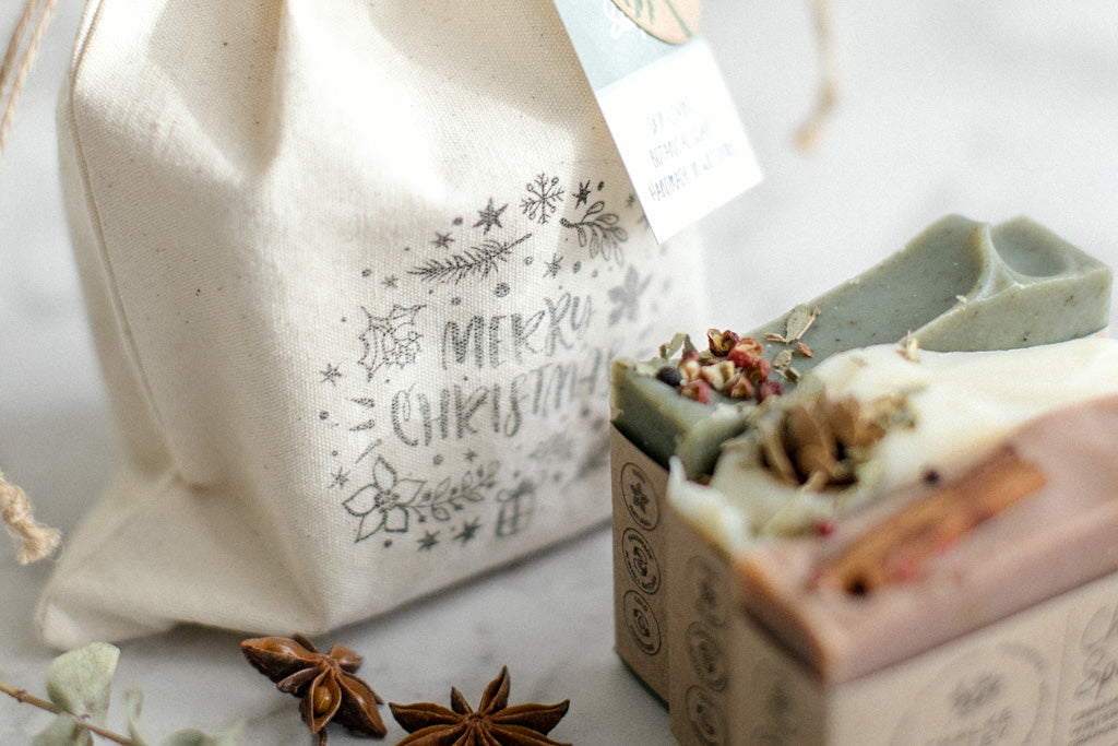 Christmas Soap Trio + Cotton Bag