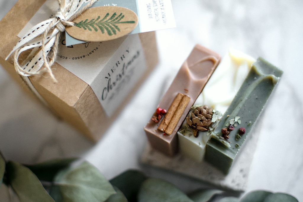 Christmas Soap Trio + Dish