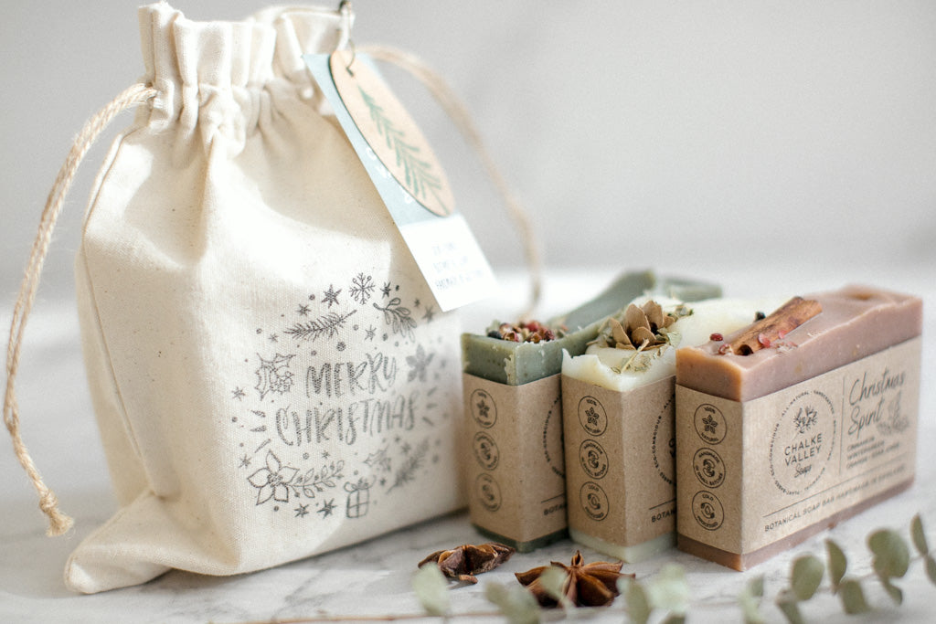 Christmas Soap Trio + Cotton Bag