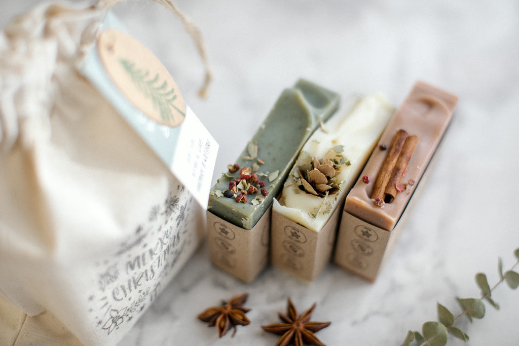 Christmas Soap Trio + Cotton Bag