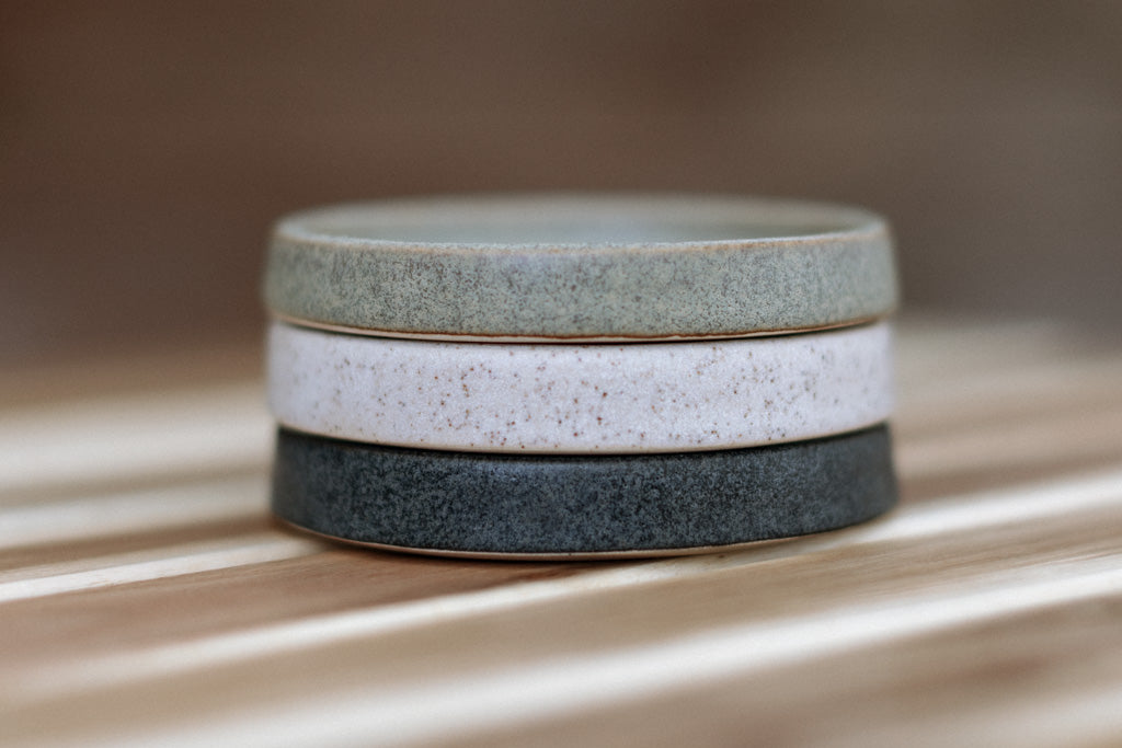 Round Stoneware Soap Dish - Greenstone