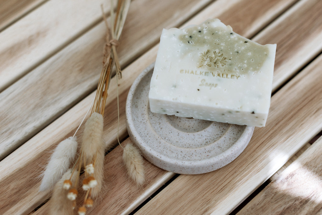 Round Stoneware Soap Dish - Limestone
