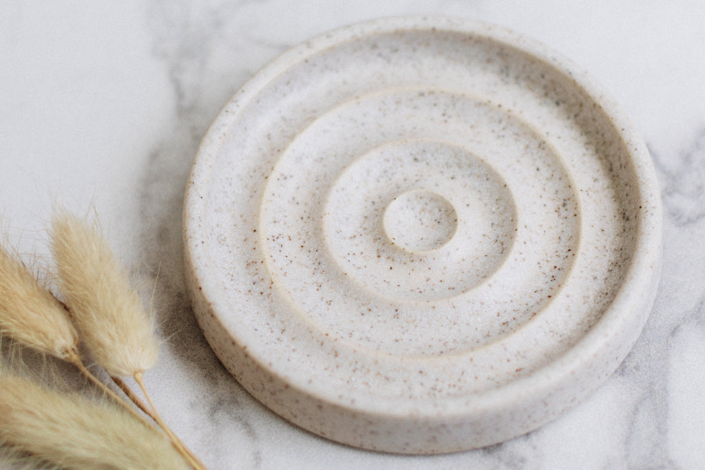 Round Stoneware Soap Dish - Limestone