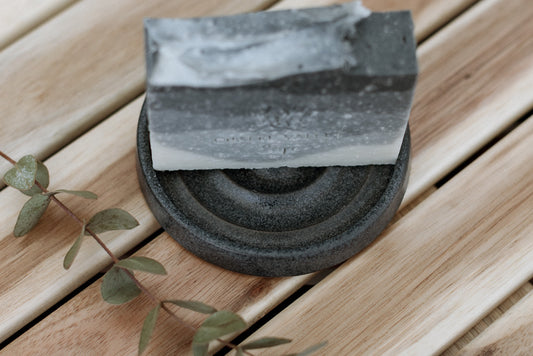 Round Stoneware Soap Dish - Midnight Granite