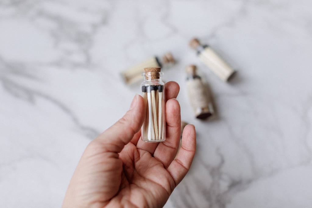 Matches in glass jar