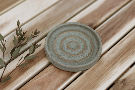 Round Stoneware Soap Dish - Greenstone