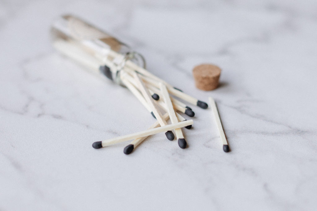 Matches in glass jar