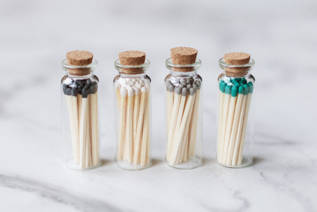 Matches in glass jar