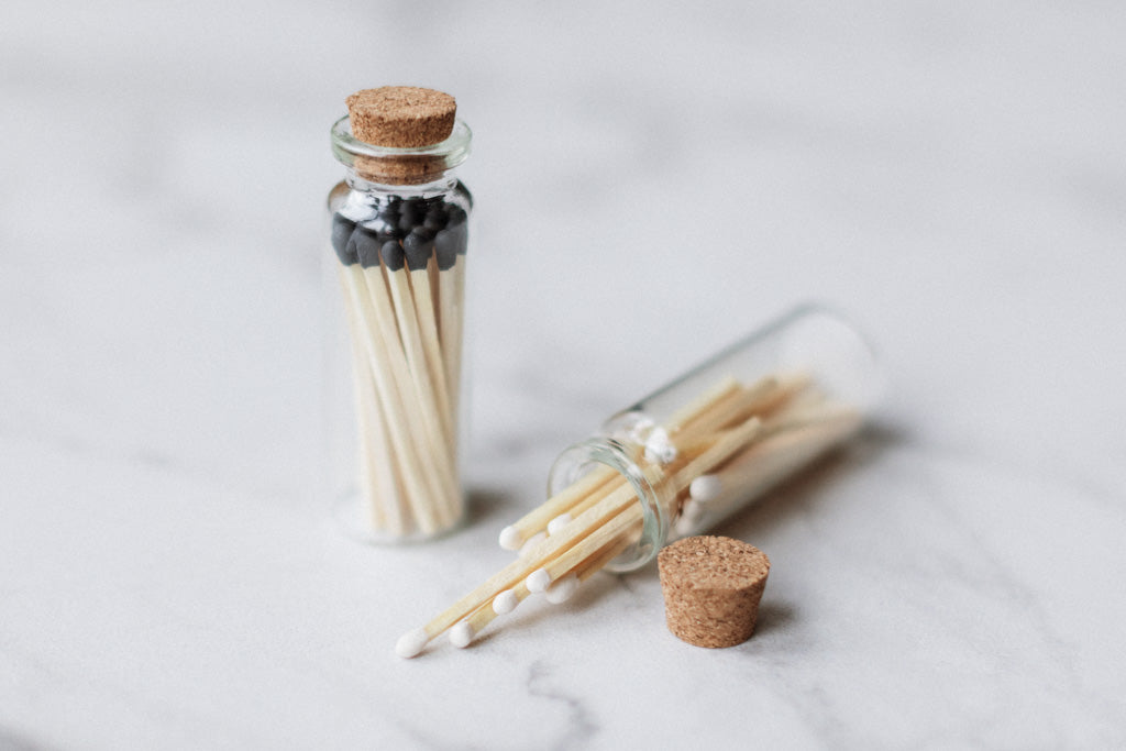 Matches in glass jar