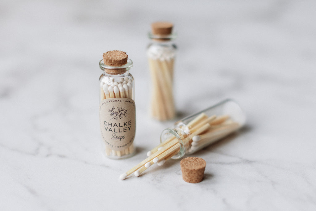 Matches in glass jar