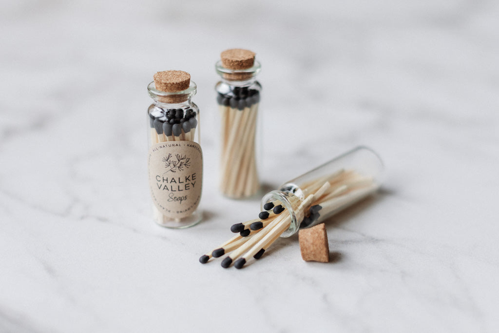 Matches in glass jar
