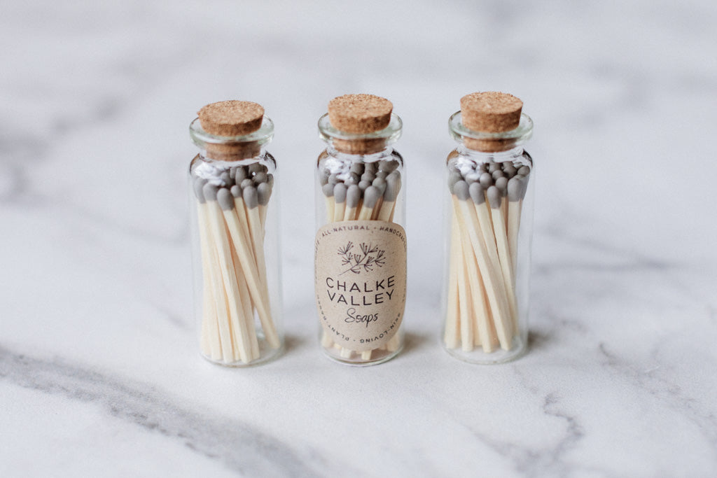 Matches in glass jar