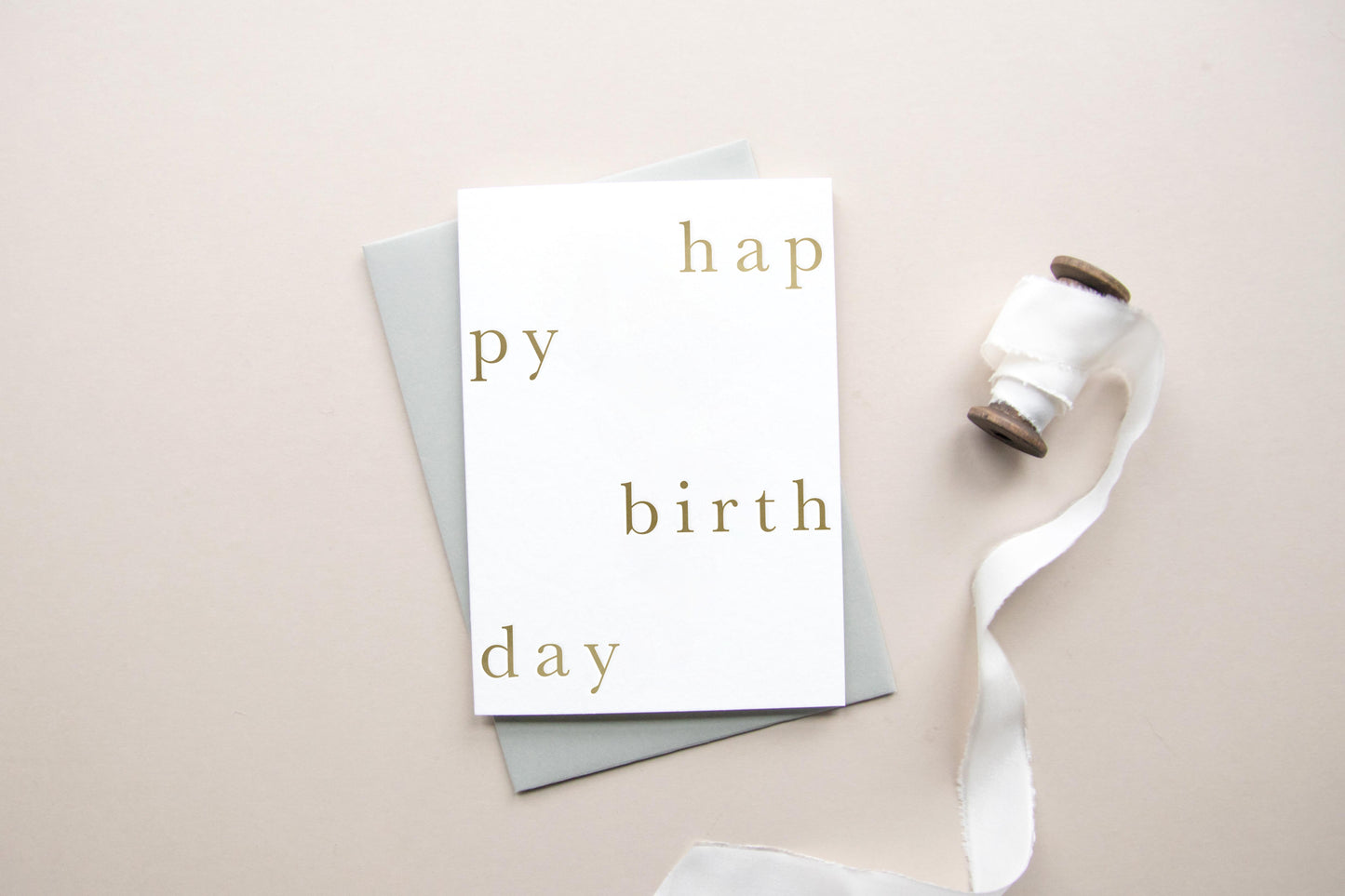 'Happy Birthday' Greeting Card - Gold/Grey