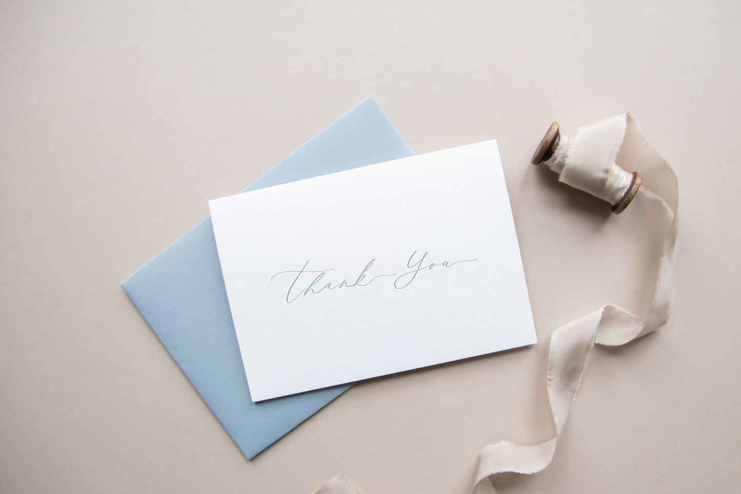 'Thank you' Greeting Card - Light Blue